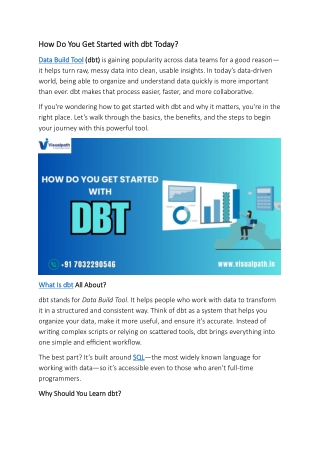how do you get started with dbt today