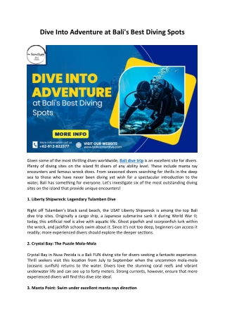 Dive Into Adventure at Bali