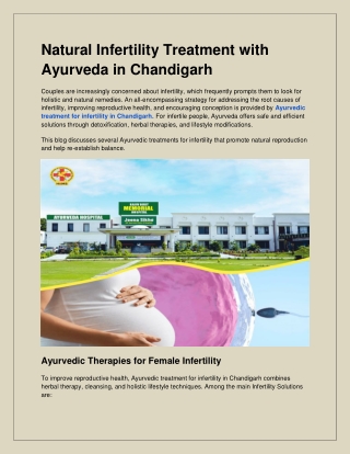 Natural Infertility Treatment with Ayurveda in Chandigarh
