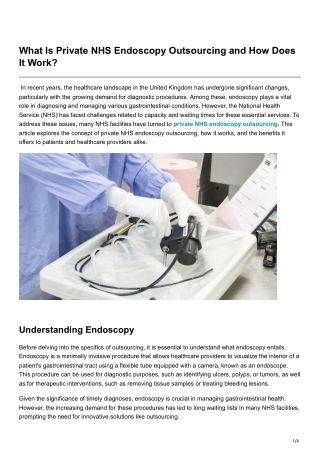 What Is Private NHS Endoscopy Outsourcing and How Does It Work