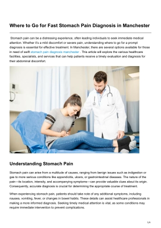 Where to Go for Fast Stomach Pain Diagnosis in Manchester