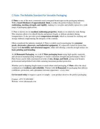 C Flute: The Reliable Standard for Versatile Packaging