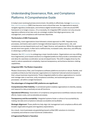Governance, Risk, and Compliance Platforms