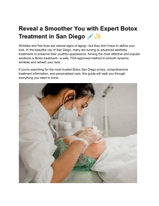 Reveal a Smoother You with Expert Botox Treatment in San Diego
