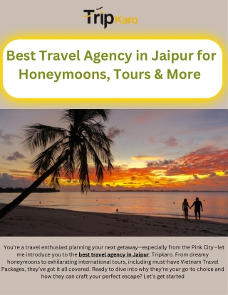Best Travel Agency in Jaipur for Honeymoons, Tours & More