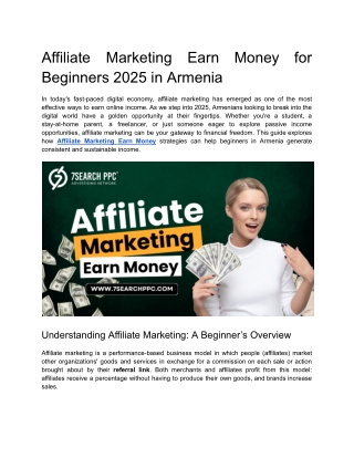 Affiliate Marketing Earn Money for Beginners 2025 in Armenia