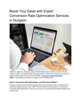 Boost Your Sales with Expert Conversion Rate Optimization Services in Gurgaon