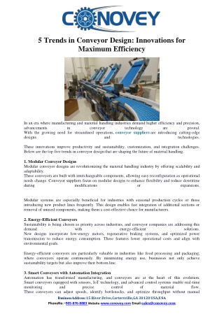 Top 5 Trends in Conveyor Design Innovations for Maximum Efficiency