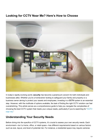 Looking for CCTV Near Me Here’s How to Choose