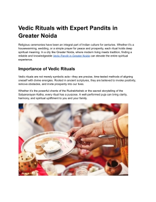 vedic rituals with expert pandits in greater noida