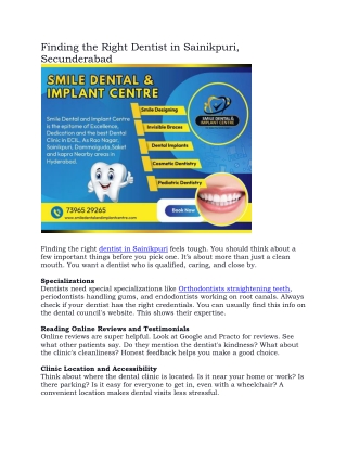 finding the right dentist in sainikpuri