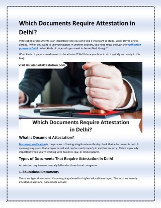 Which Documents Require Attestation in Delhi