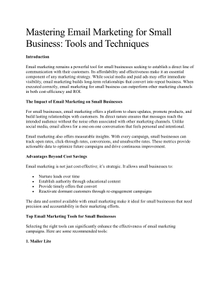 Email Marketing for small business