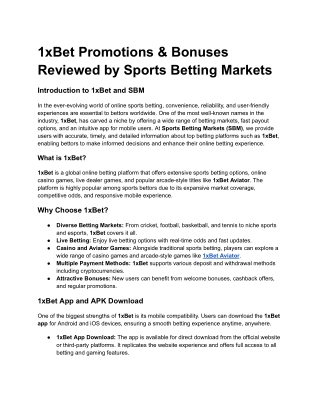 1xBet Promotions & Bonuses Reviewed by Sports Betting Markets