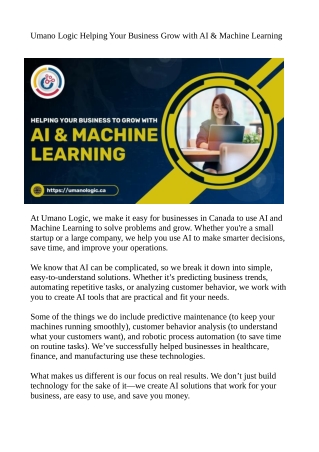 Umano Logic Helping Your Business Grow with AI & Machine Learning
