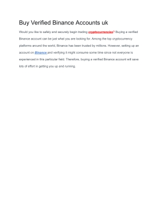 purchase a verified binance accounts from trusted place without any hassle.
