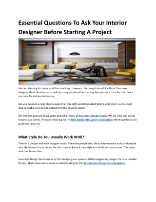essential questions to ask your interior designer