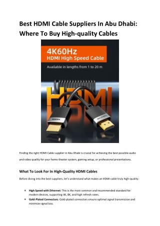 Best HDMI Cable Suppliers In Abu Dhabi_ Where To Buy High-quality Cables