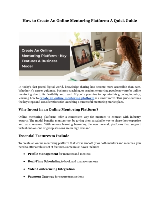 How to Create An Online Mentoring Platform