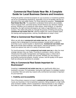Commercial Real Estate Near Me