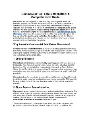 Commercial Real Estate Manhattan