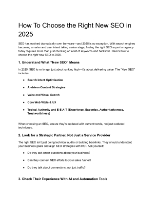 how to choose the right new seo in 2025