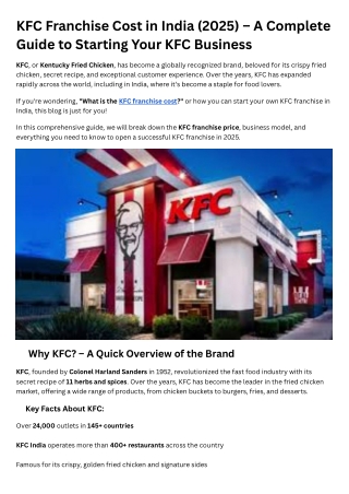 KFC Franchise Cost