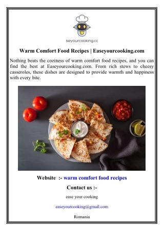 Warm Comfort Food Recipes   Easeyourcooking.com