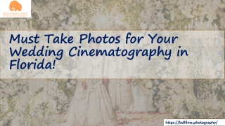 Must Take Photos for Your Wedding Cinematography in Florida