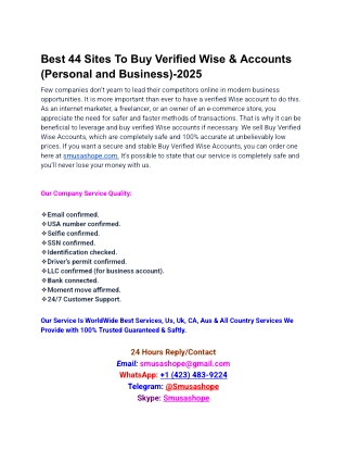 Buy Verified Wise & Accounts (Personal and Business)