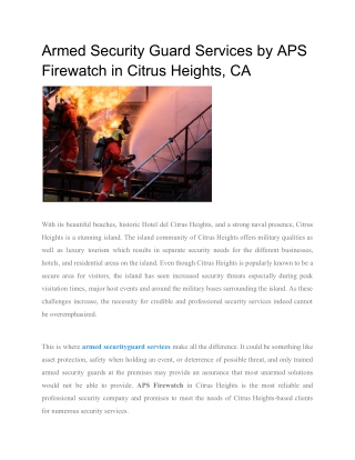 Armed Security Guard Services by APS Firewatch in Citrus Heights, CA