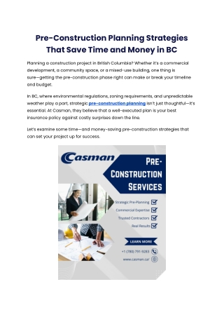 Pre-Construction Planning Strategies That Save Time and Money in BC