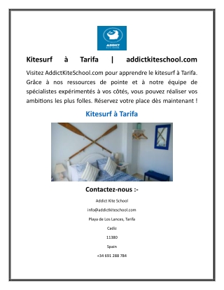 Kitesurf à Tarifa  addictkiteschool.com