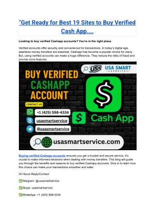 _Get Ready for Best 19 Sites to Buy Verified Cash App....
