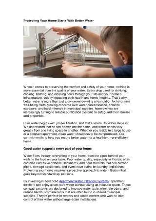 Protecting Your Home Starts With Better Water