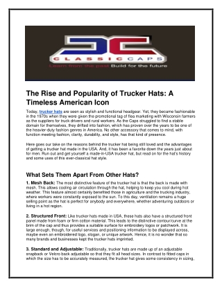 The Rise and Popularity of Trucker Hats May pdf