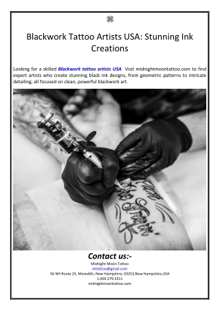 Blackwork Tattoo Artists USA: Stunning Ink Creations