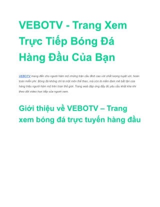 VEBOTV - Trang Xem Trực Tiếp Bóng Đá Hàng Đầu Của Bạn