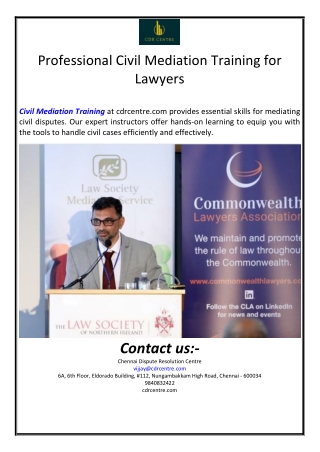 Professional Civil Mediation Training for Lawyers