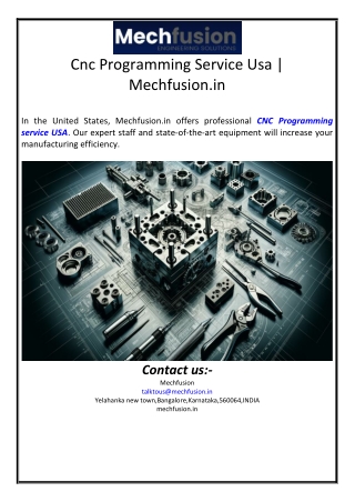 Cnc Programming Service Usa | Mechfusion.in