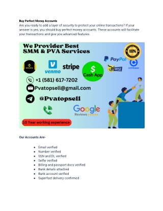 Buy Perfect Money Accounts