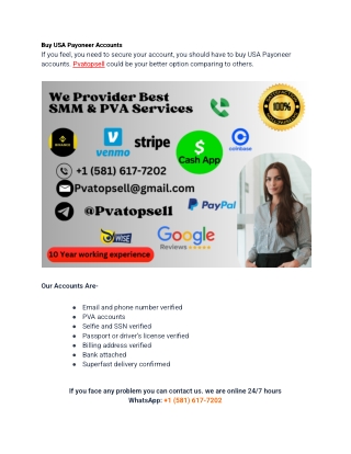 Buy USA Payoneer Accounts