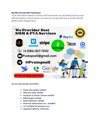 Buy Wise Account with Transactions