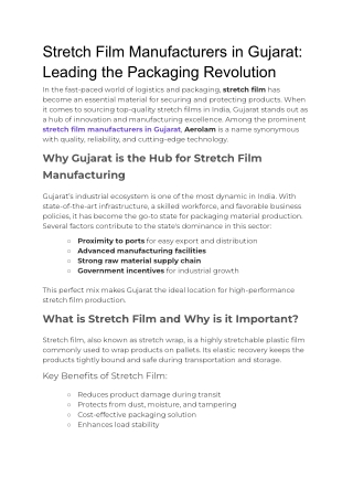 Stretch Film Manufacturers in Gujarat_ Leading the Packaging Revolution