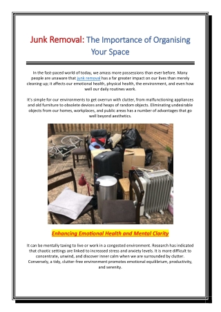 Junk Removal The Importance of Organising Your Space