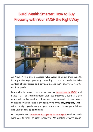 Build Wealth Smarter How to Buy Property with Your SMSF the Right Way