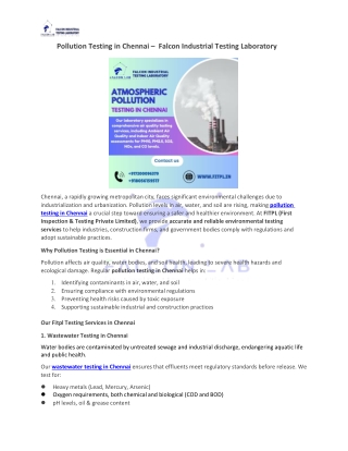 Pollution Testing in Chennai –  Falcon Industrial
