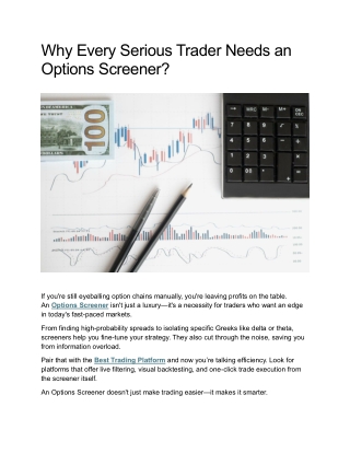 Why Every Serious Trader Needs an Options Screener