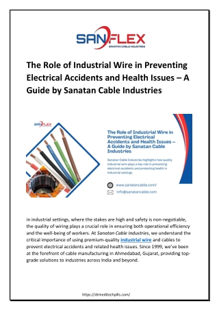 The Role of Industrial Wire in Preventing Electrical Accidents and Health Issues – A Guide by Sanatan Cable Industries (