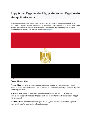 Apply for an Egyptian visa  Egypt visa online  Egypt tourist visa application form
